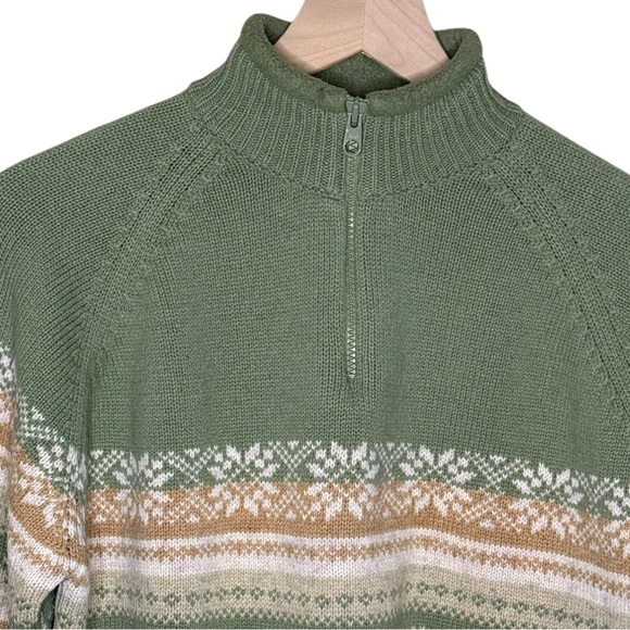 Woolrich Women’s Sz Large Pullover Lambswool Sweater 1/4 Zip Sage Green - Picture 2 of 8